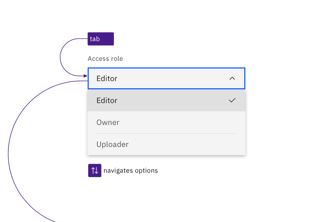 Tab to dropdown then operate with arrow keys Tab to dropdown then operate with arrow keys